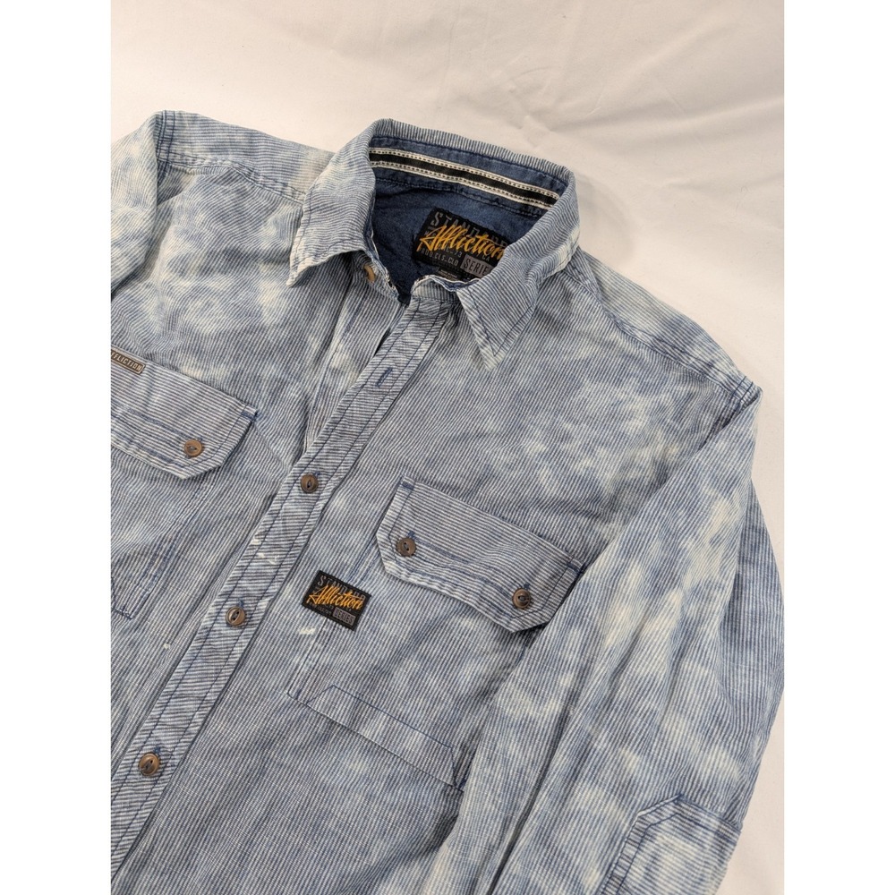 Affliction Standard Series Blue Long‎ sleeve Denim Cotton Button Up  *Read